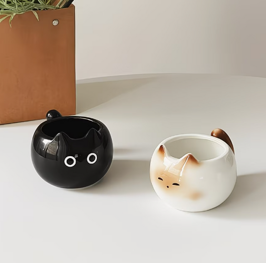 愛らしいシャム猫のセラミックマグカップ 取っ手付き 1個、オフィス